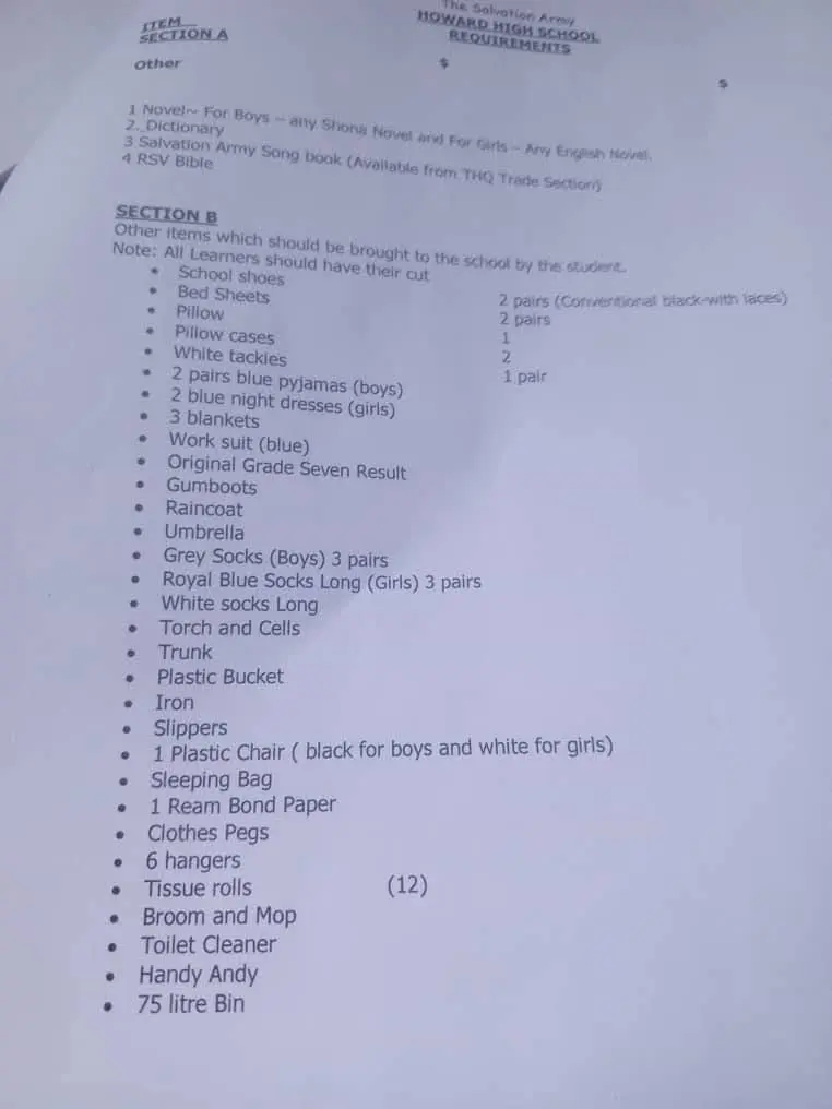 Howard High School Requirements