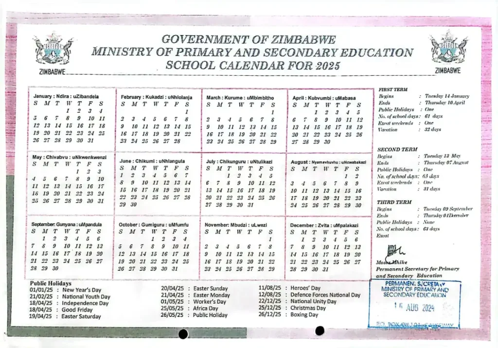 2025 school calender