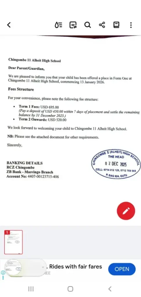 Alheit High School Fees