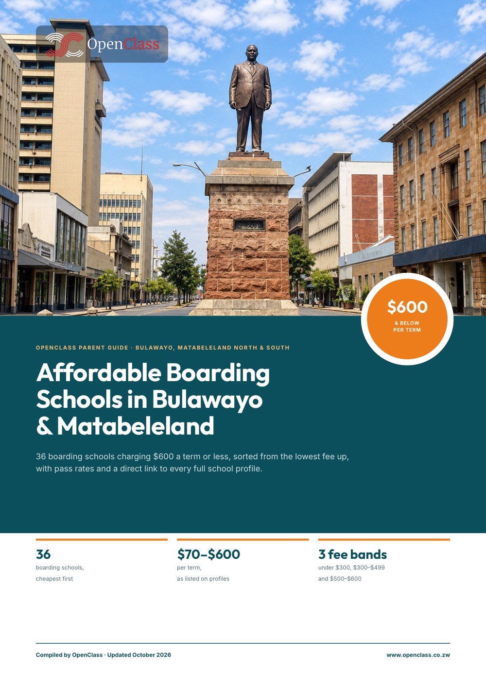 Front cover: Affordable Boarding Schools in Bulawayo & Matabeleland