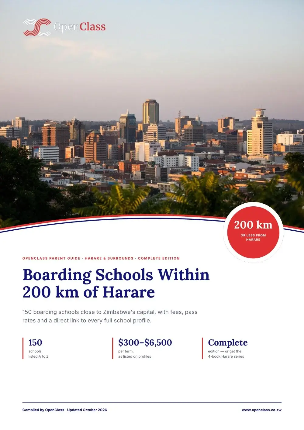 Front cover: Boarding Schools Within 200km of Harare