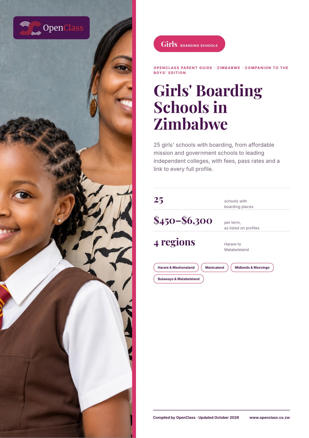 Front cover: Girls’ Boarding Schools in Zimbabwe